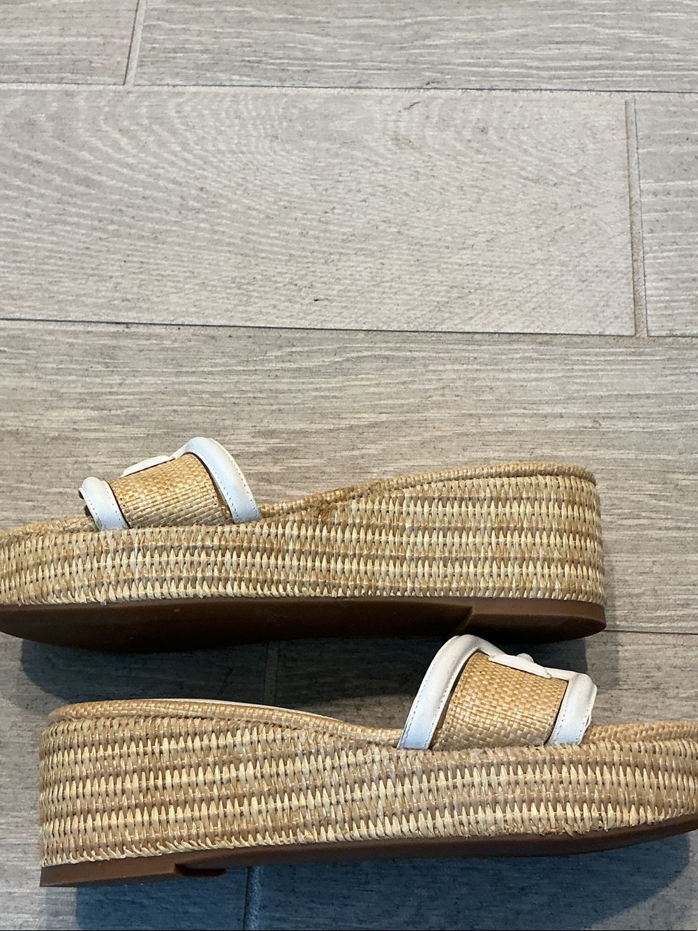 Sam Edelman Pauleena Tan and White Raffia Espadrilles Slide Mules Women’s Sz 9M - Picture 5 of 7